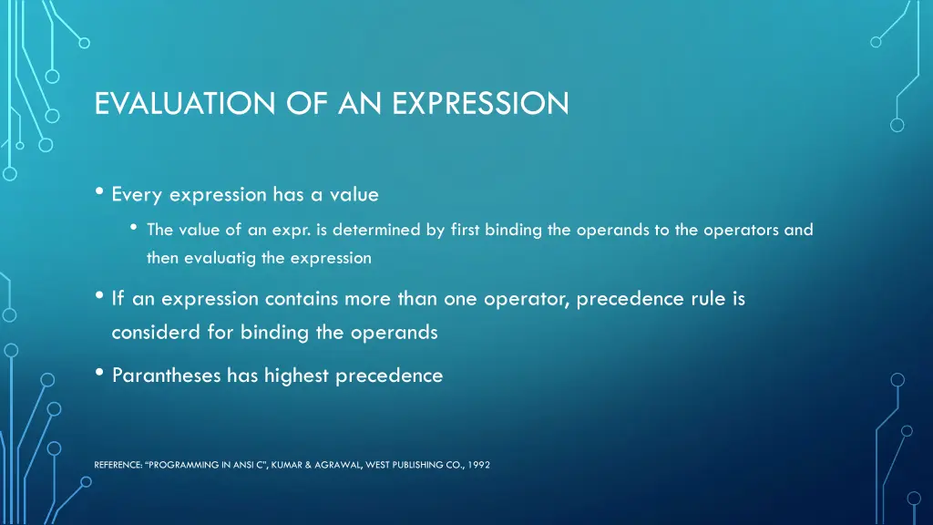 evaluation of an expression