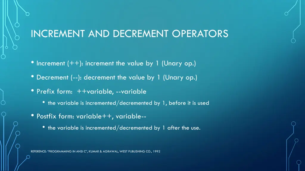 increment and decrement operators