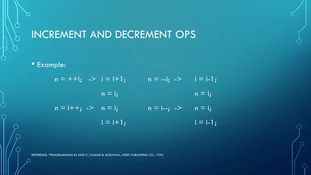 increment and decrement ops