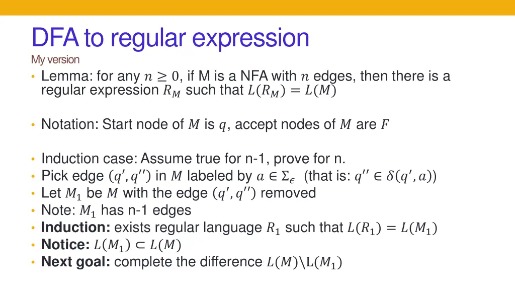dfa to regular expression my version lemma 1