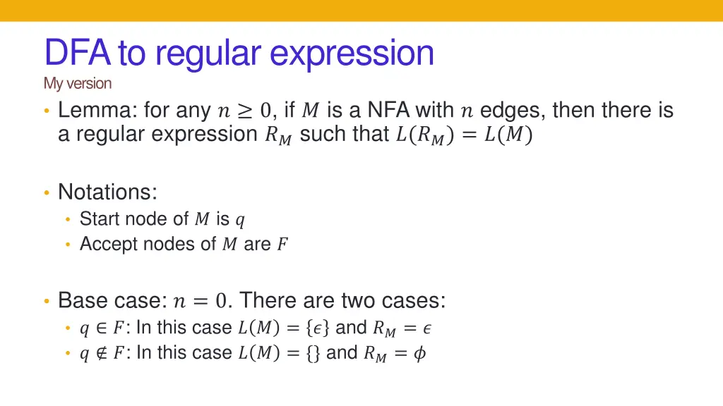 dfa to regular expression my version lemma