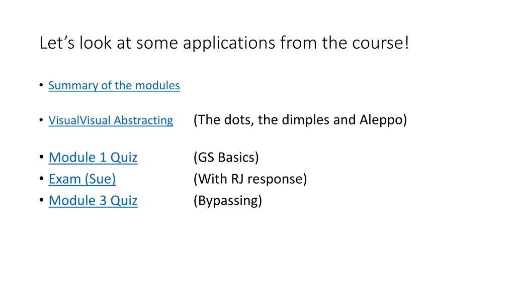 let s look at some applications from the course