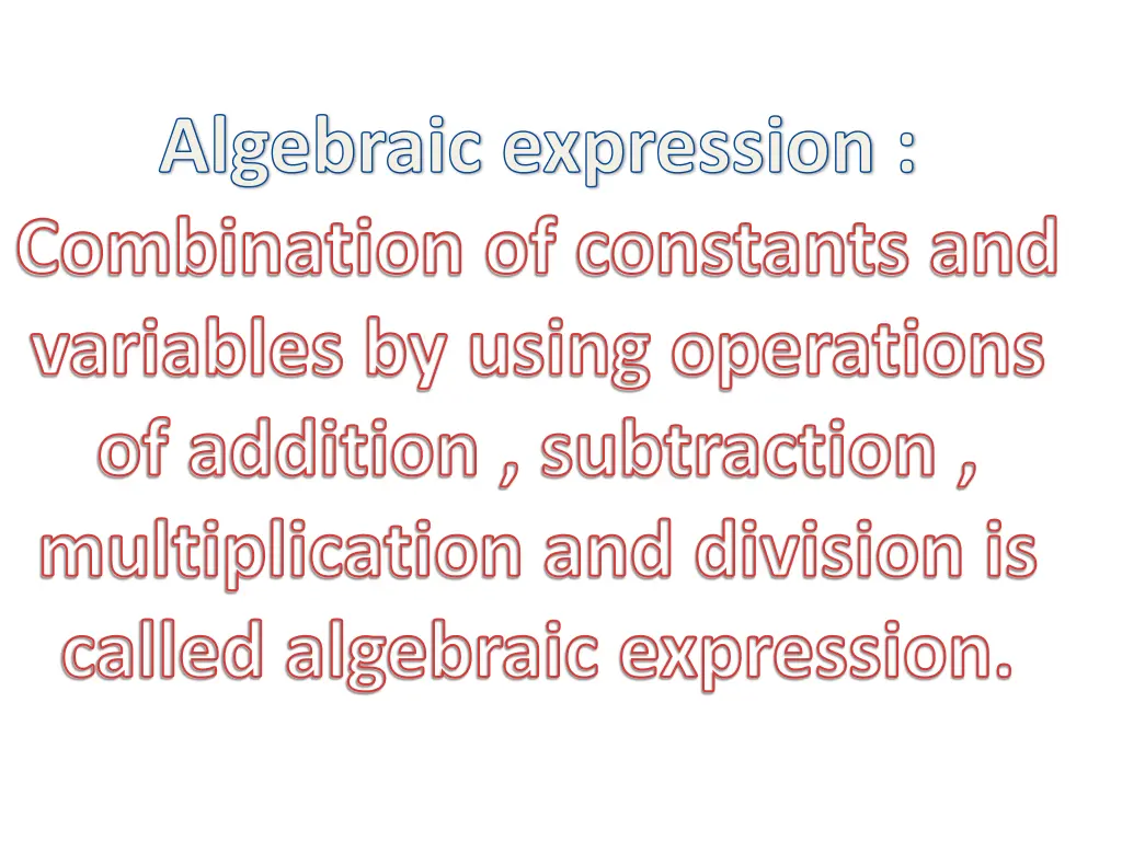 algebraic expression combination of constants