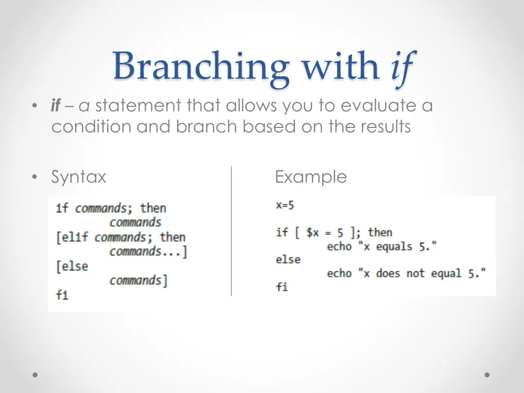 branching with if if a statement that allows