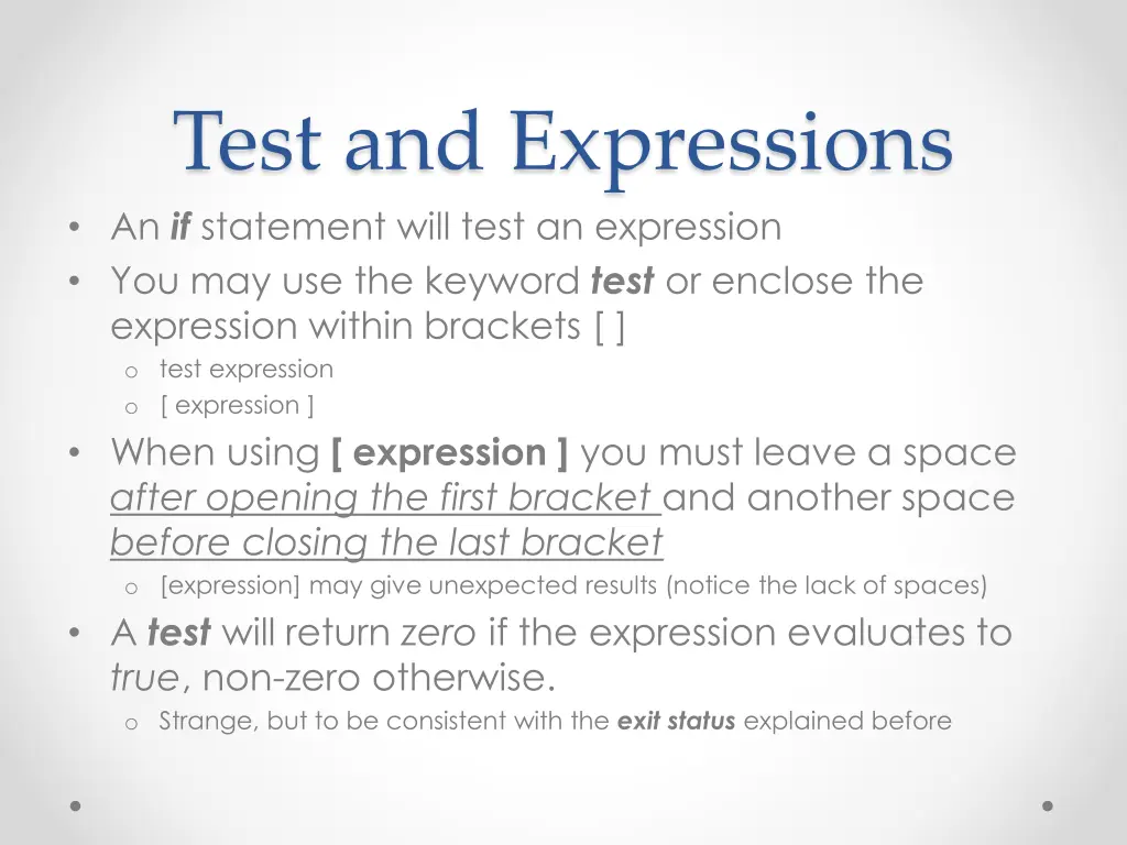 test and expressions an if statement will test