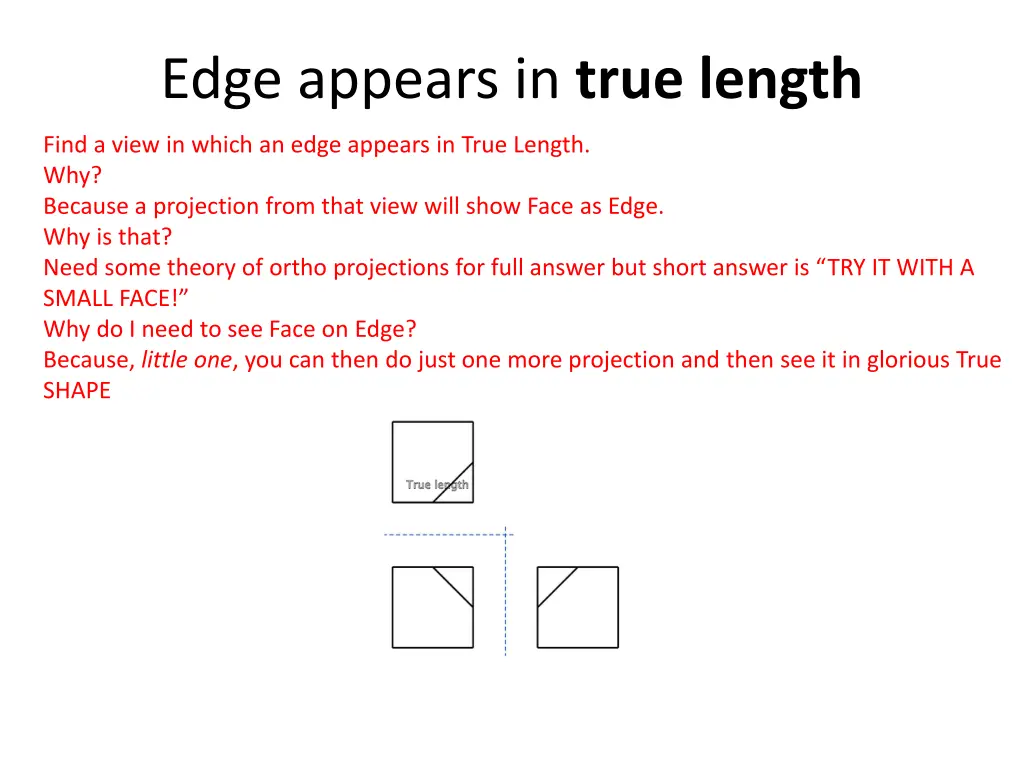 edge appears in true length
