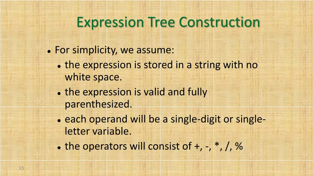 expression tree construction 1