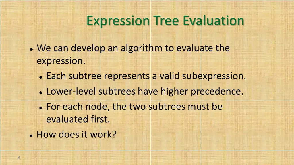 expression tree evaluation