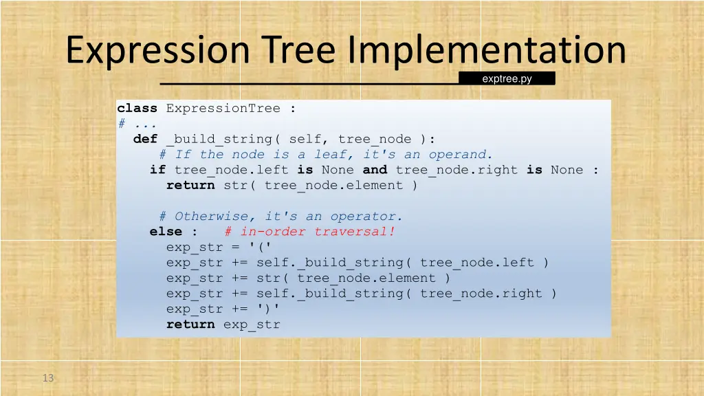 expression tree implementation 1