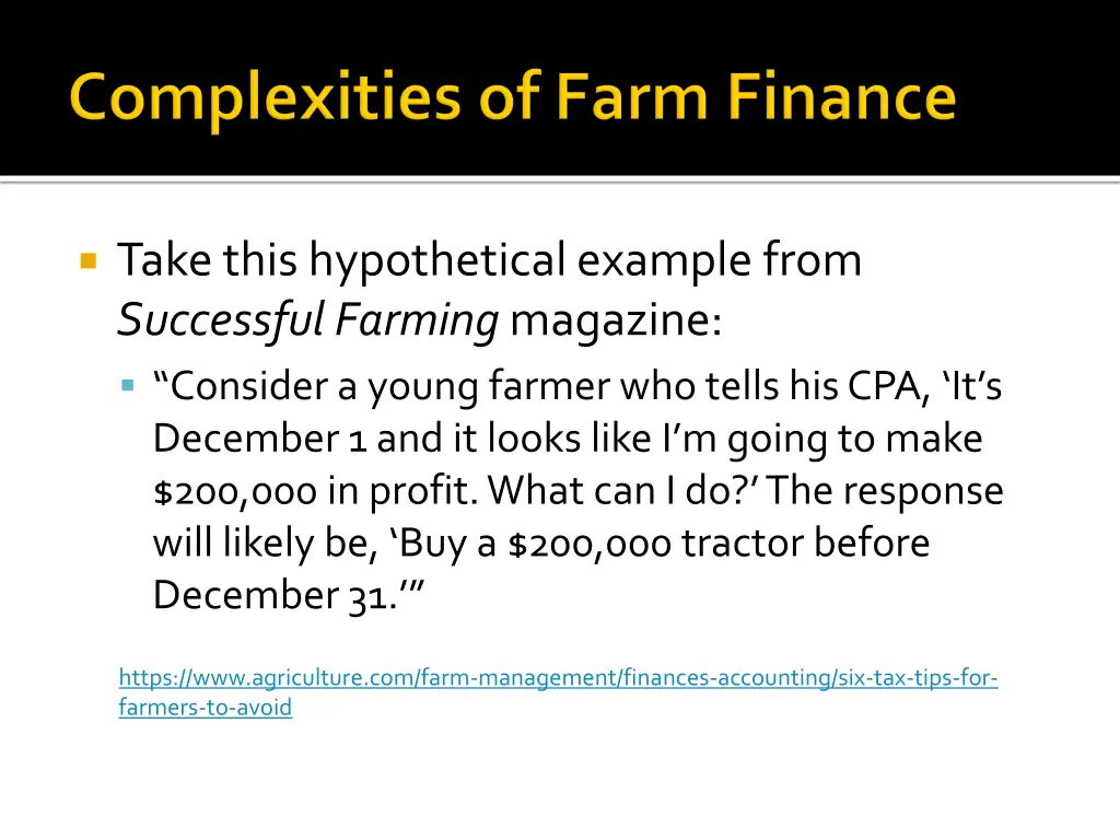 take this hypothetical example from successful