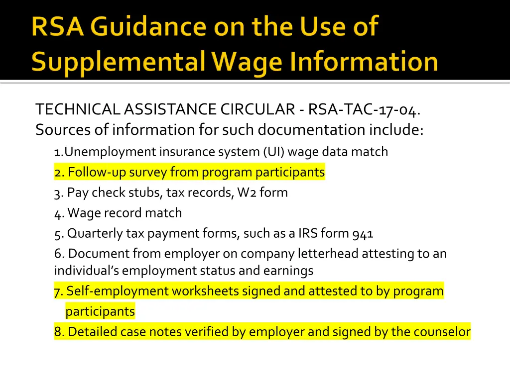technical assistance circular