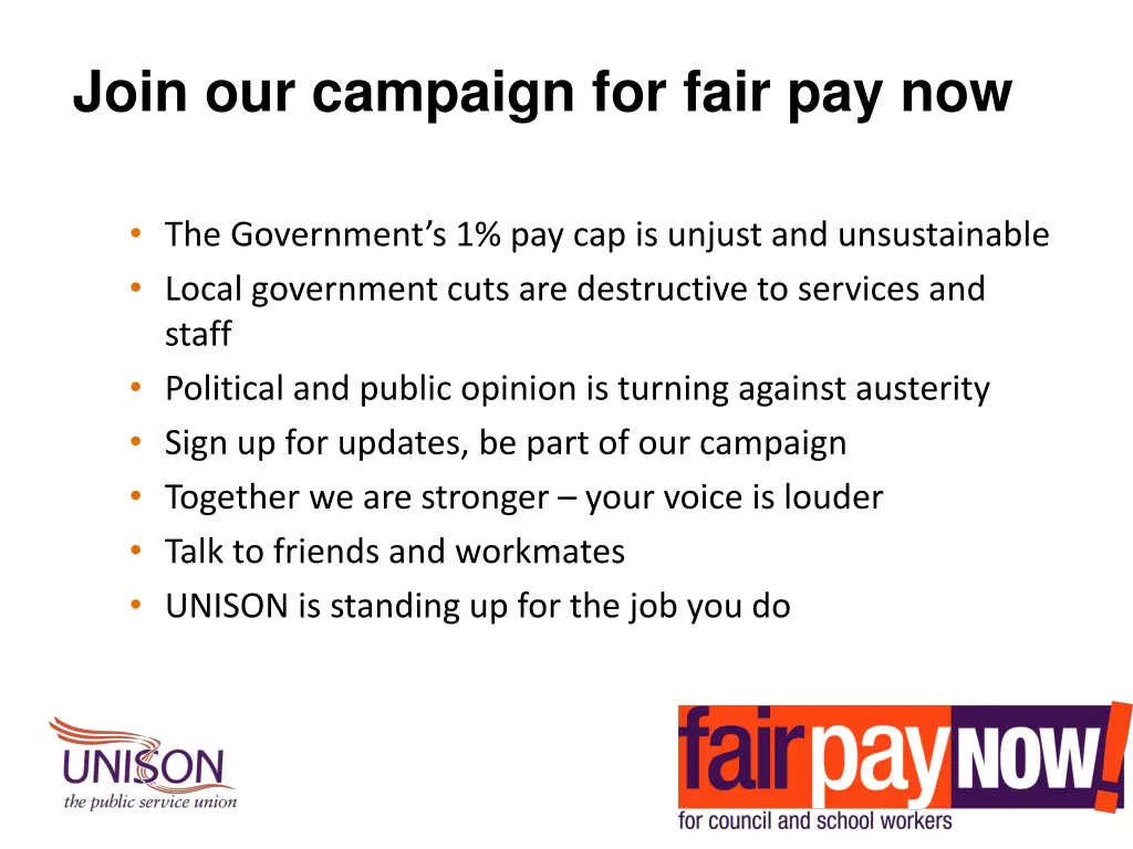 join our campaign for fair pay now