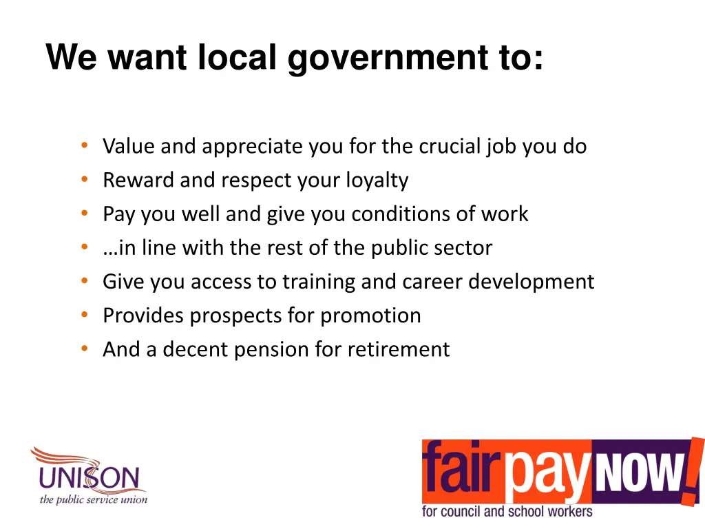we want local government to