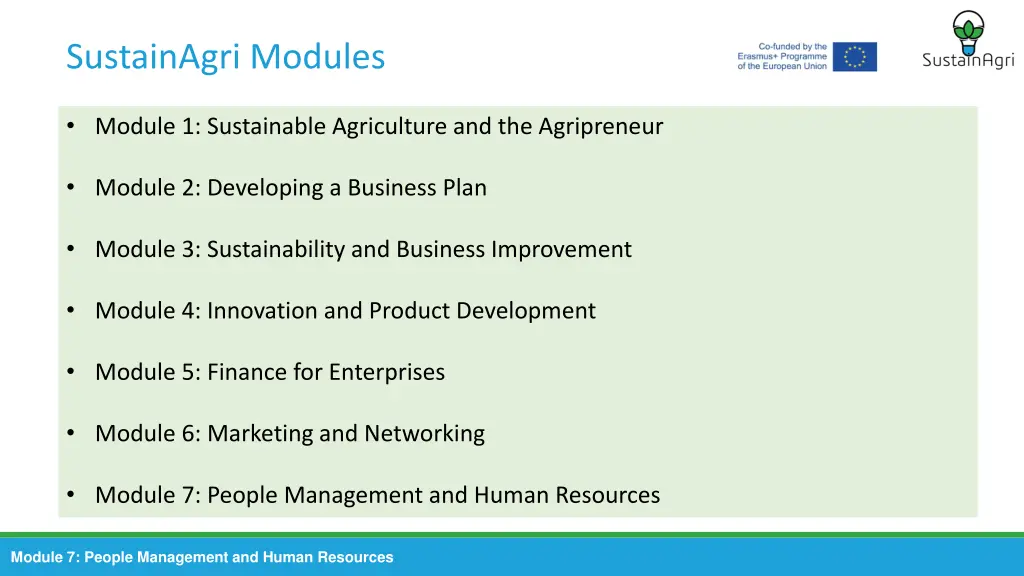 sustainagri modules