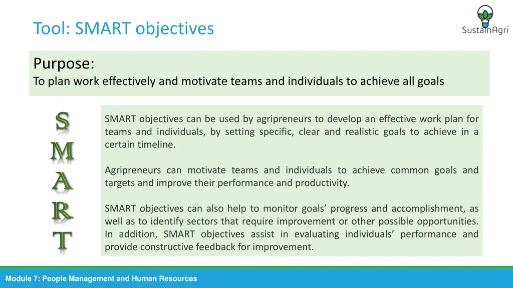 tool smart objectives