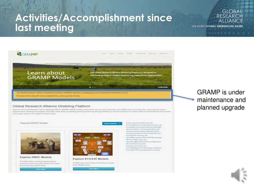 activities accomplishment since last meeting