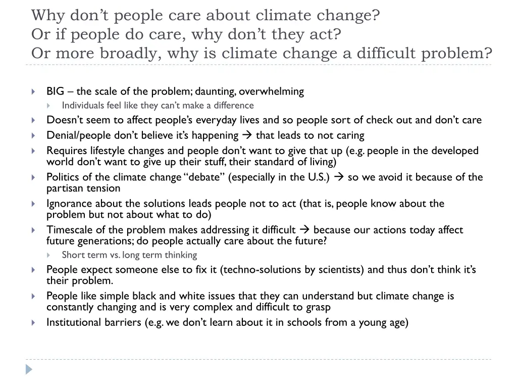 why don t people care about climate change