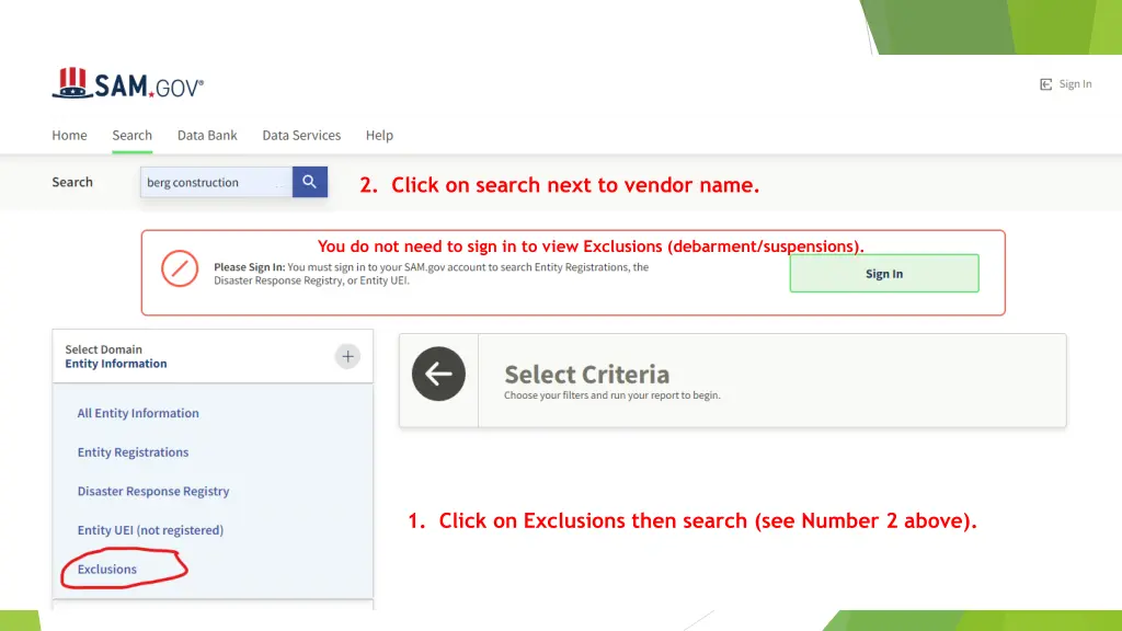 2 click on search next to vendor name