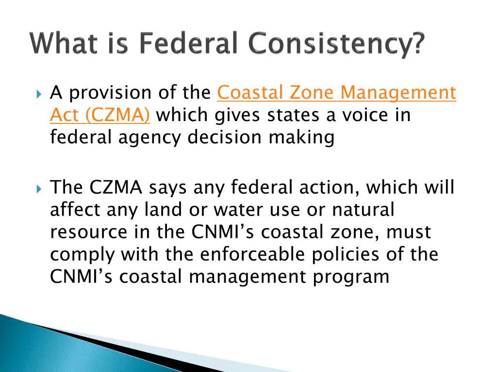 a provision of the coastal zone management