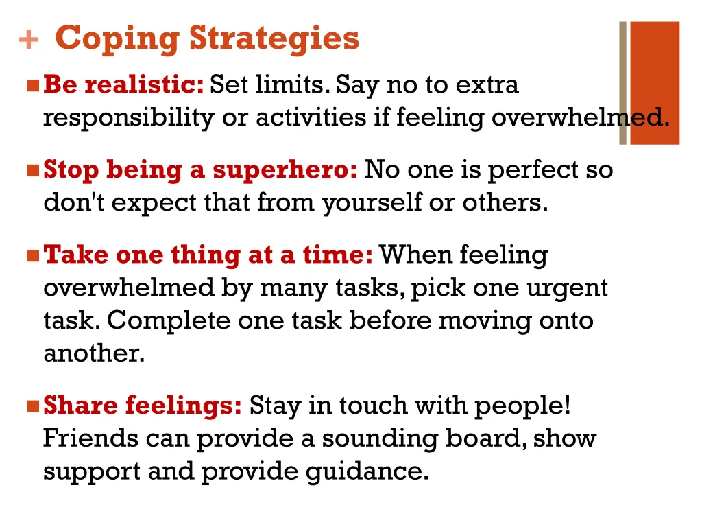 coping strategies be realistic set limits