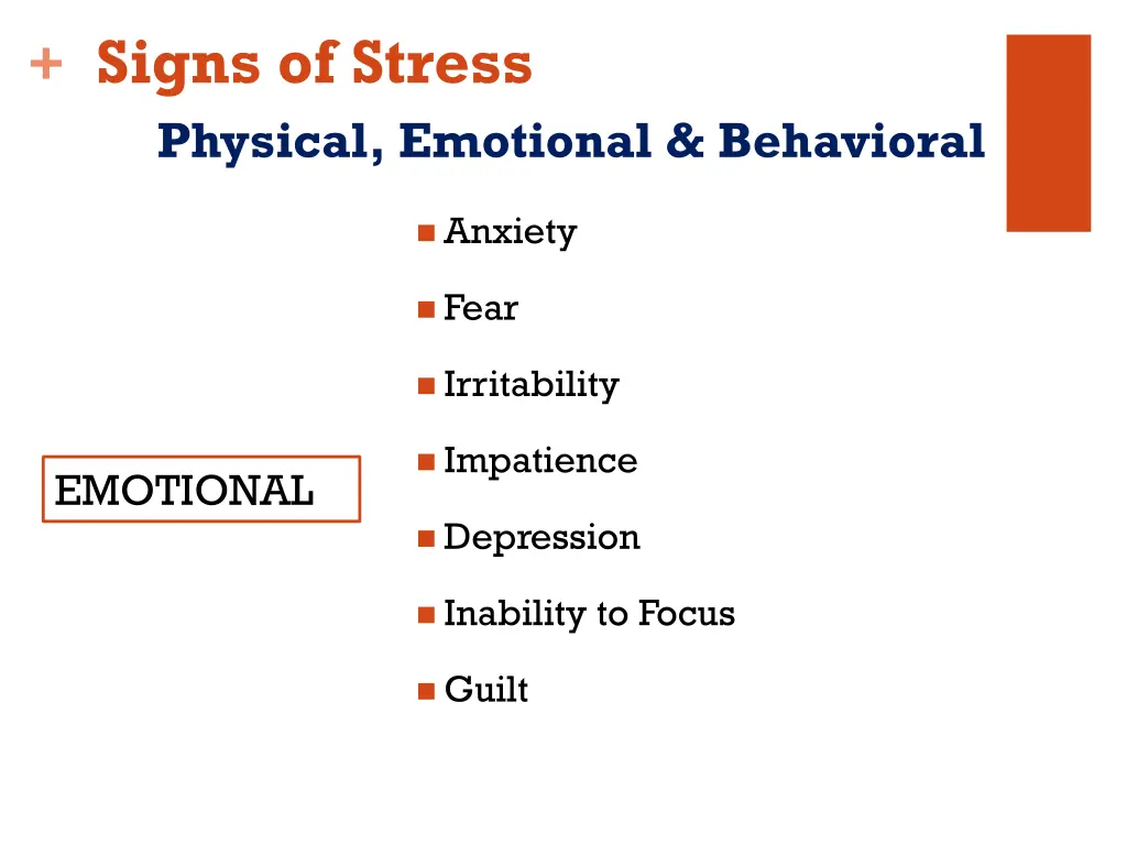 signs of stress physical emotional behavioral 1