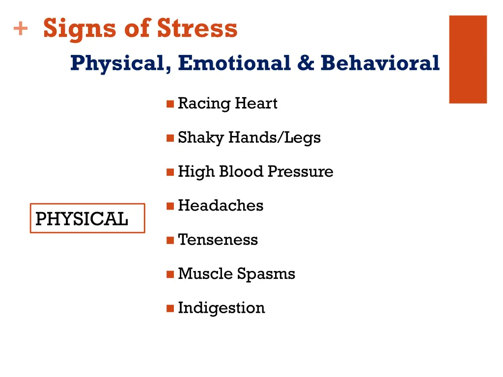 signs of stress physical emotional behavioral