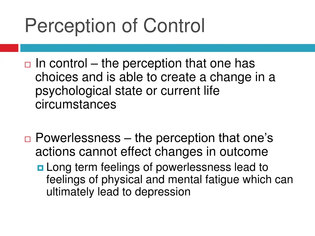 perception of control