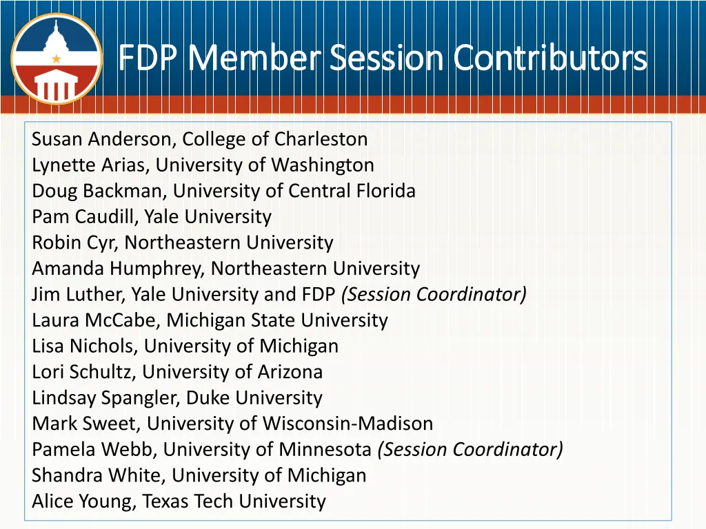 fdp member session contributors fdp member