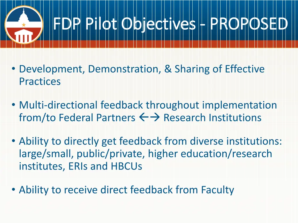 fdp pilot objectives fdp pilot objectives proposed