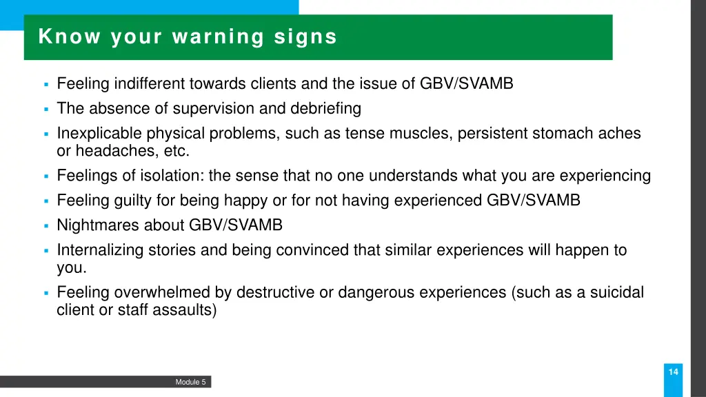 know your warning signs 1