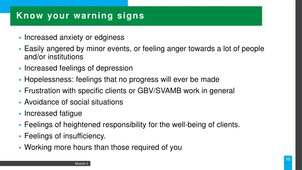know your warning signs