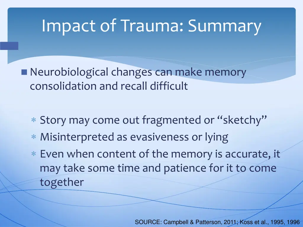 impact of trauma summary