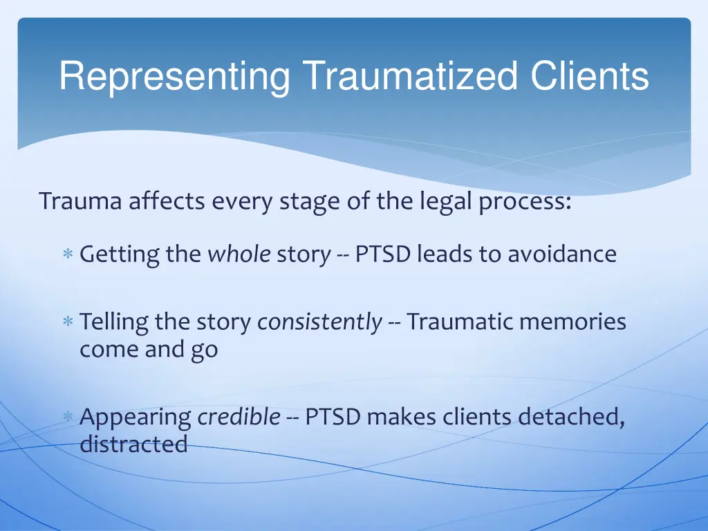 representing traumatized clients