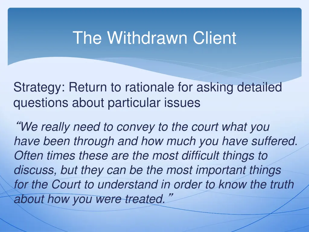 the withdrawn client 1