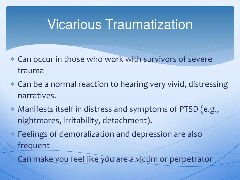 vicarious traumatization