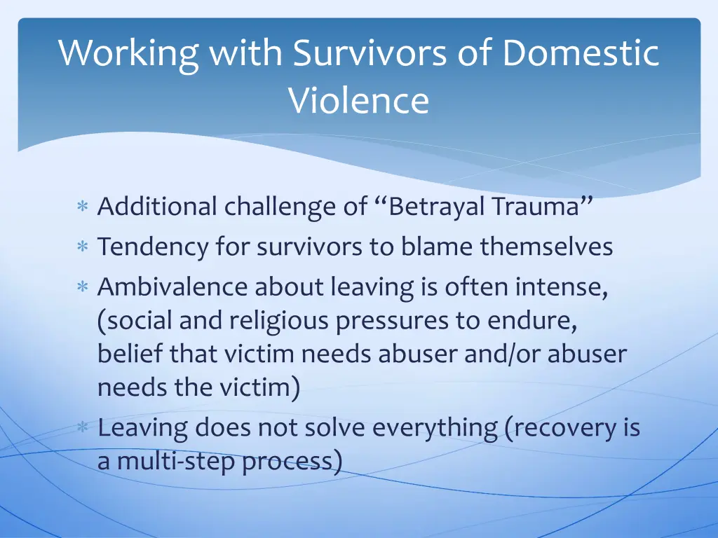 working with survivors of domestic violence