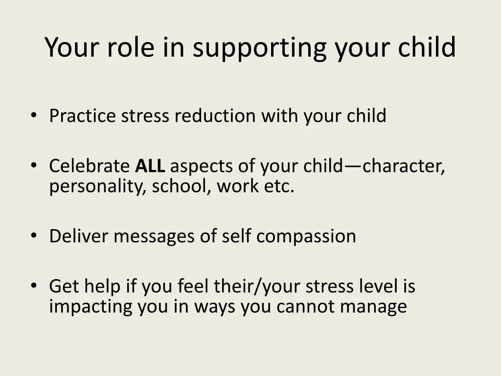 your role in supporting your child