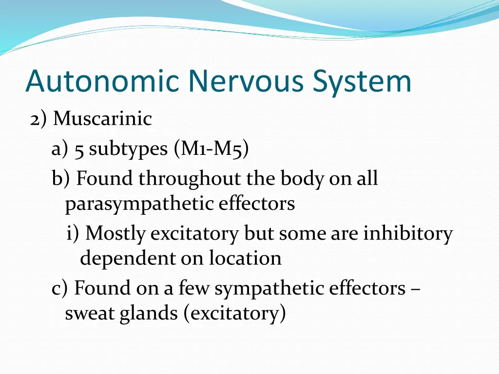 autonomic nervous system 2 muscarinic