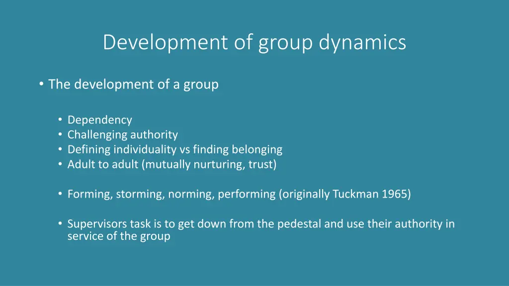 development of group dynamics