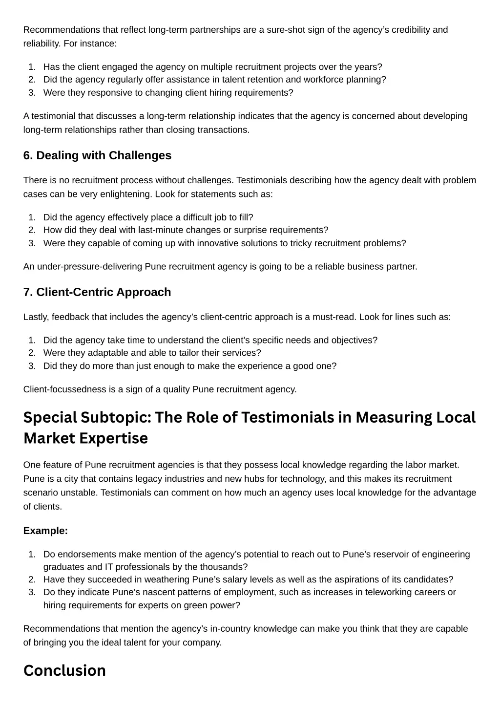 recommendations that reflect long term