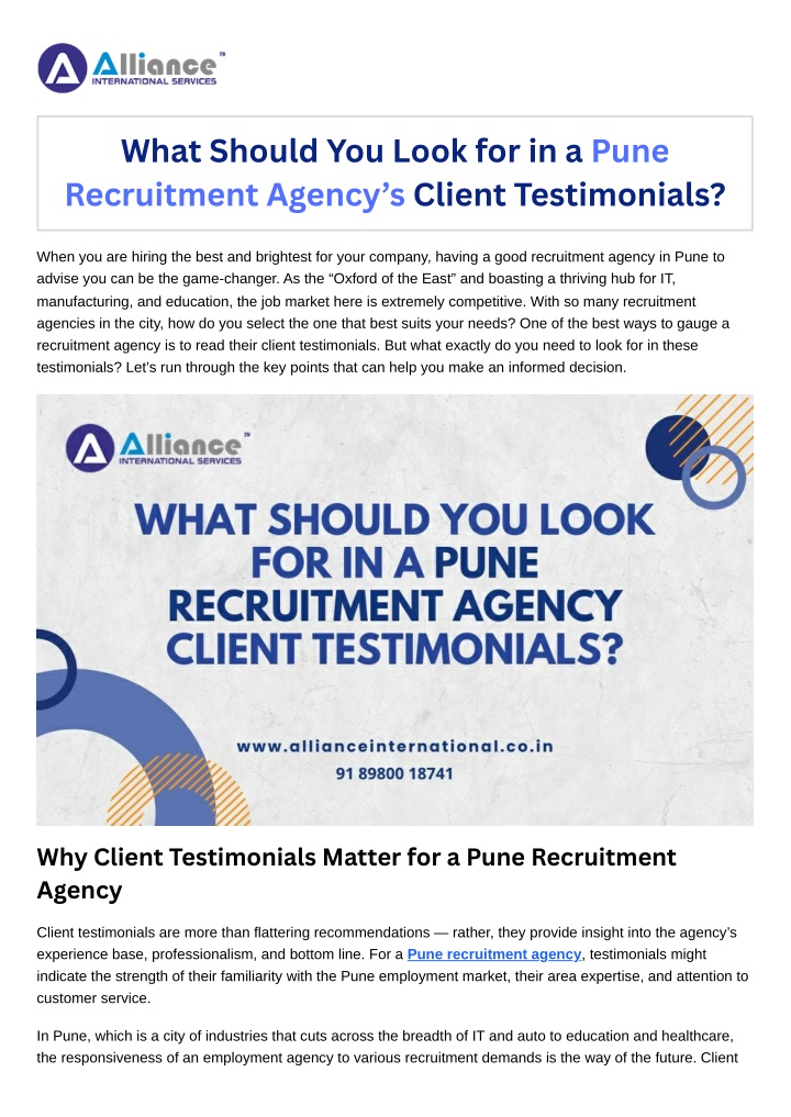 what should you look for in a pune recruitment
