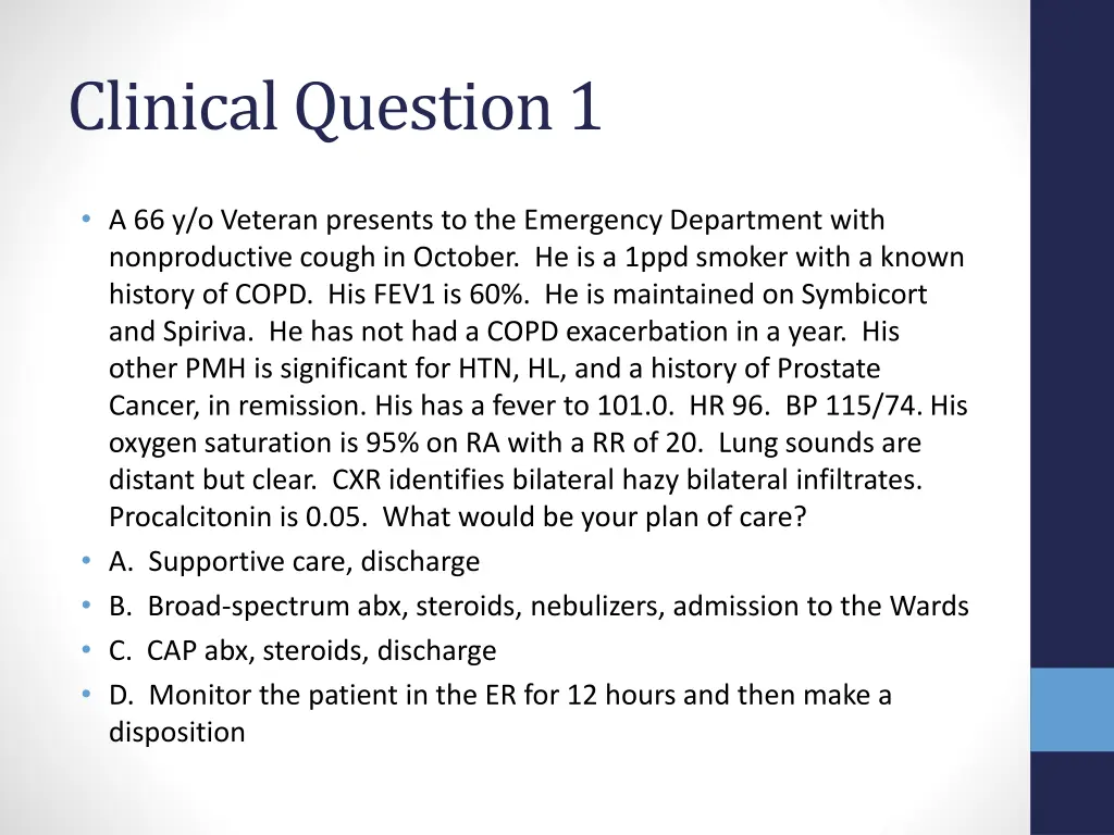 clinical question 1
