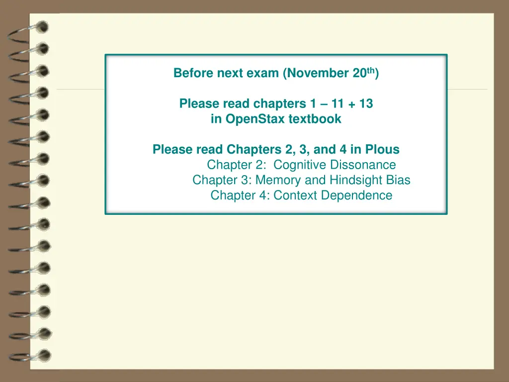 before next exam november 20 th