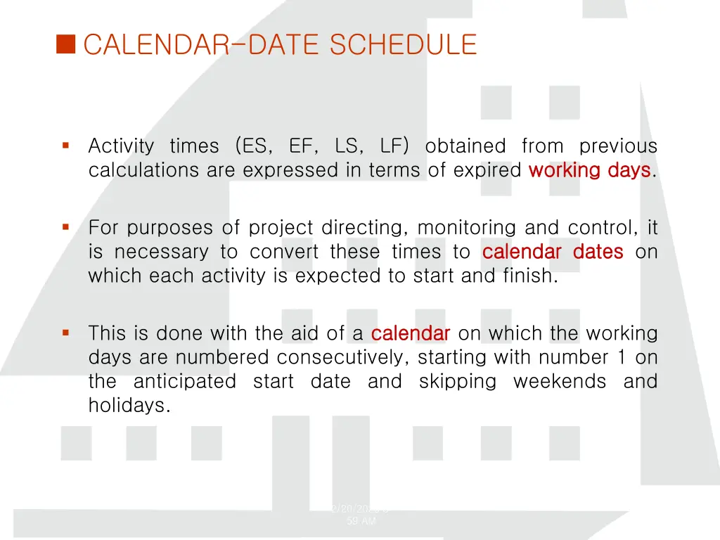 calendar date schedule