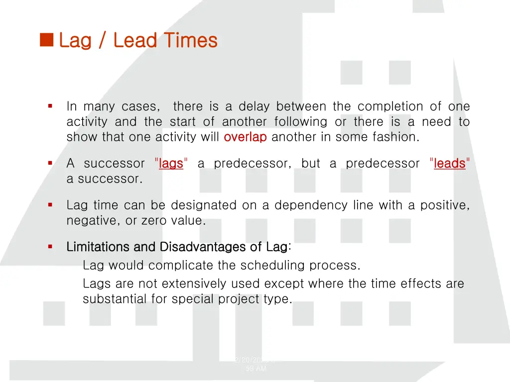 lag lead times lag lead times