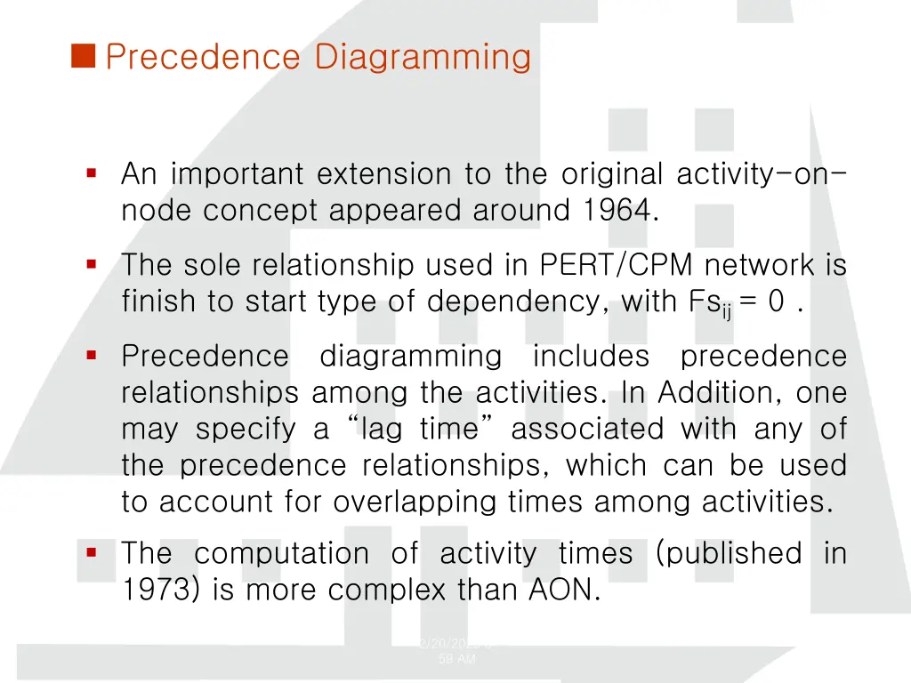 precedence diagramming
