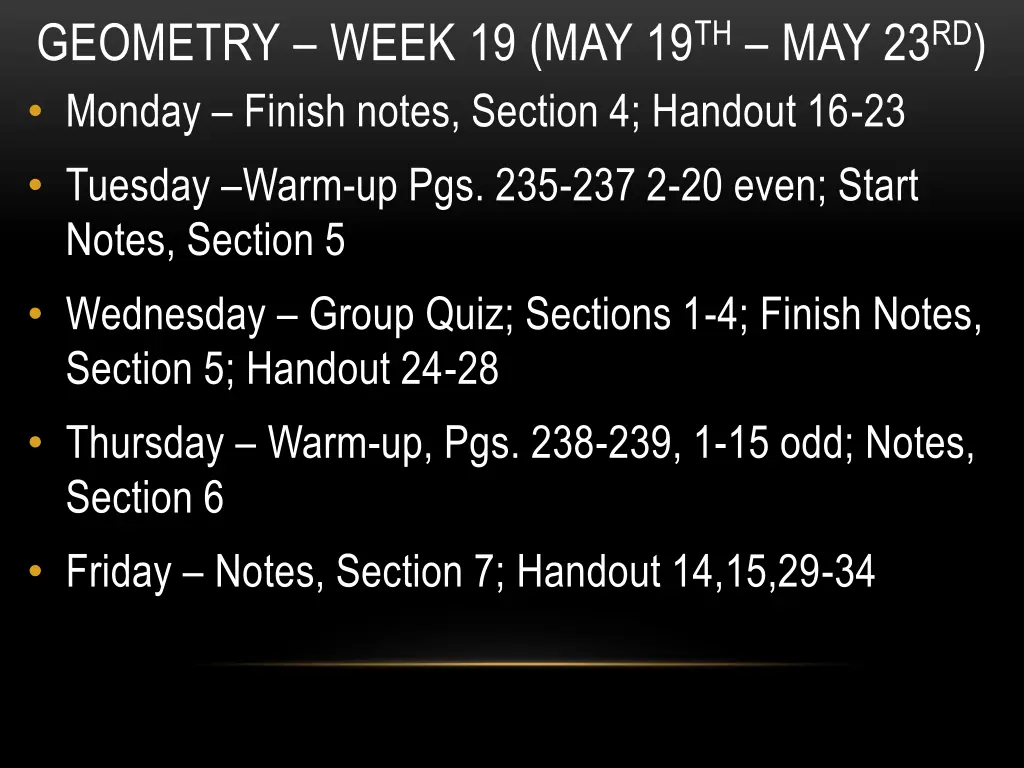 geometry week 19 may 19 th may 23 rd monday