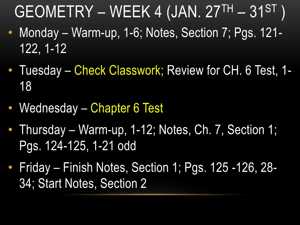geometry week 4 jan 27 th 31 st monday warm