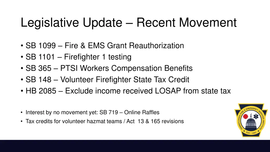 legislative update recent movement