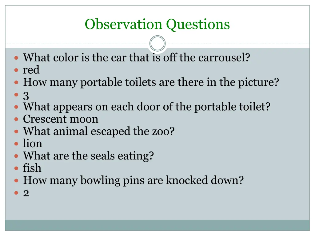 observation questions